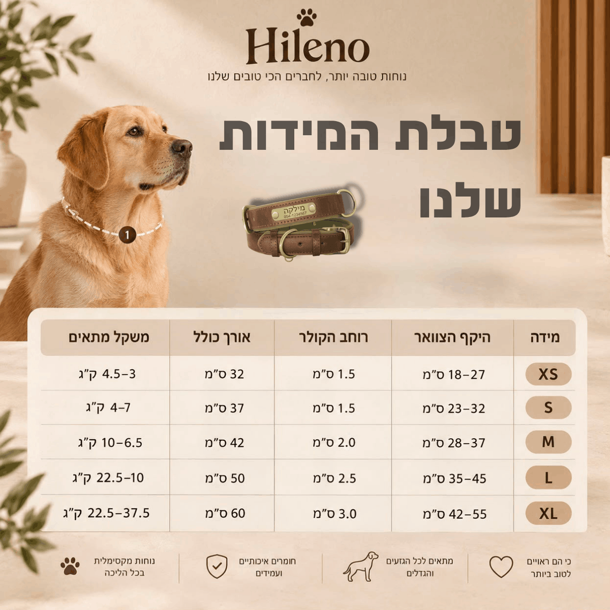 קולר עור איכותי בעיצוב אישי